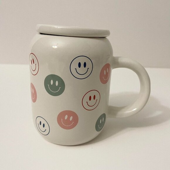Sunday Morning Ceramics Happy Face Mug Pop Can Style Lid - Picture 5 of 16
